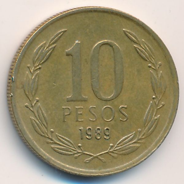 Чили, 10 песо (1989 г.)