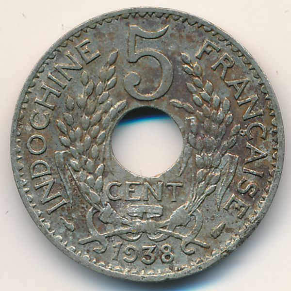 Французский Индокитай, 5 центов (1938 г.)