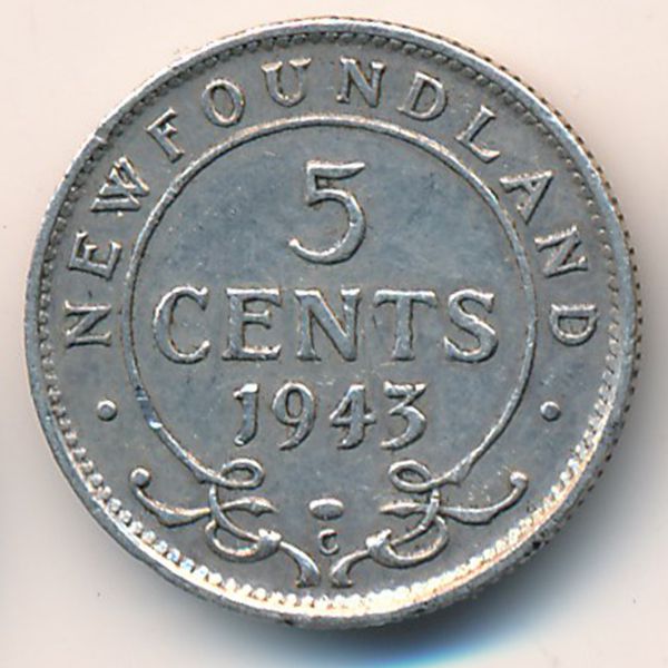 Ньюфаундленд, 5 центов (1943 г.)