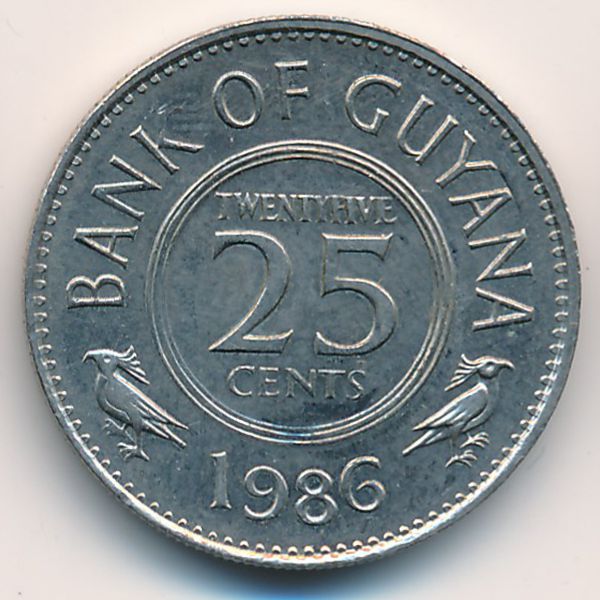 Гайана, 25 центов (1986 г.)