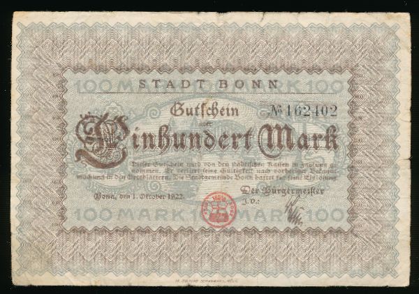 Бонн., 100 марок (1922 г.)