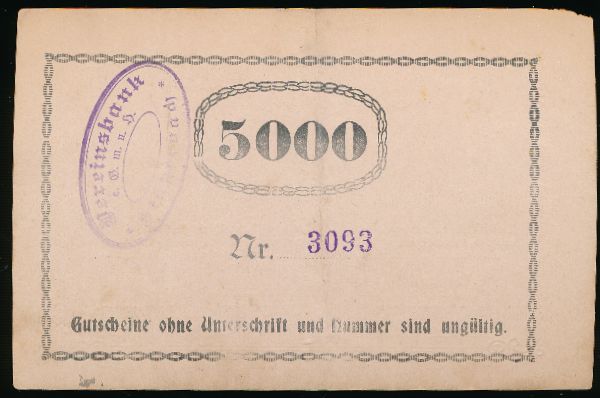 Штютцербах., 5000 марок (1923 г.)