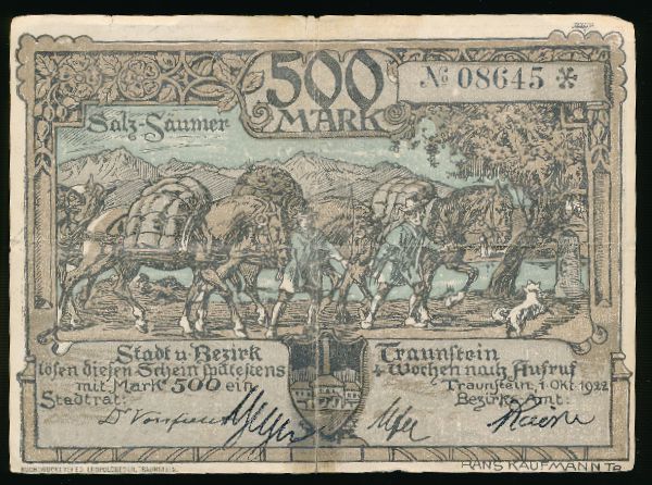 Траунштайн., 500 марок (1922 г.)