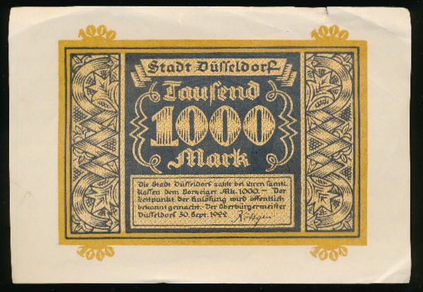 Дюссельдорф., 1000 марок (1922 г.)