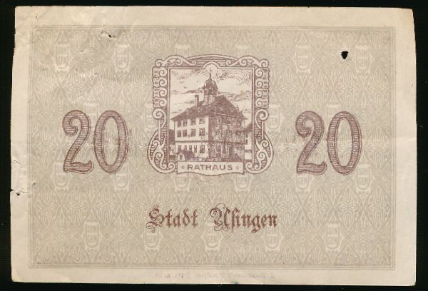 Узинген., 20 марок (1918 г.)