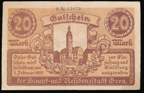 Гера., 20 марок (1919 г.)