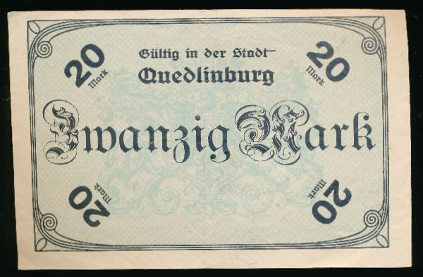 Кведлинбург., 20 марок (1918 г.)