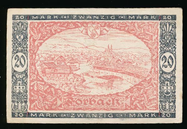 Корбах., 20 марок (1922 г.)