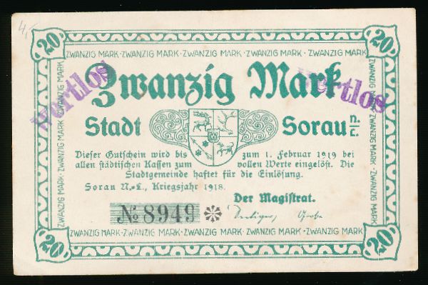 Жары., 20 марок (1919 г.)