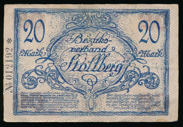 Штрасберг., 20 марок (1918 г.)