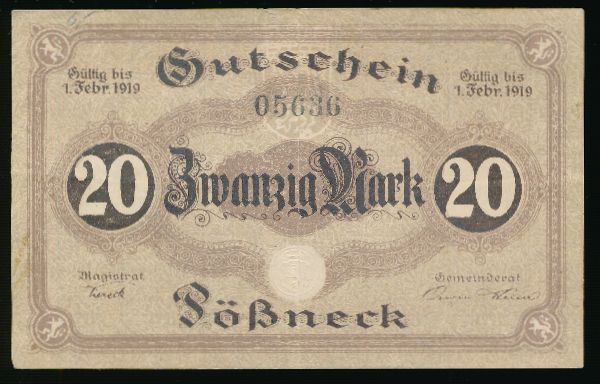 Пёснек., 20 марок (1919 г.)