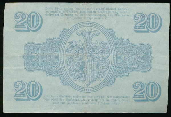 Лейпциг., 20 марок (1918 г.)