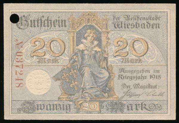 Висбаден., 20 марок (1918 г.)