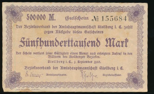 Штольберг., 500000 марок (1923 г.)