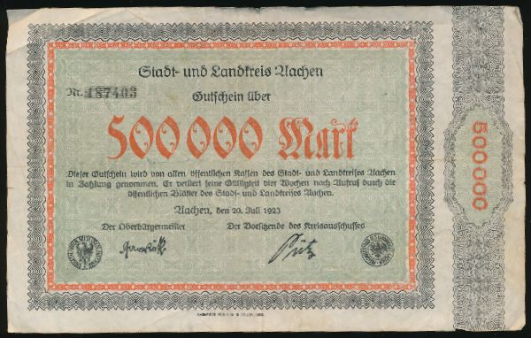 Ахен., 500000 марок (1923 г.)