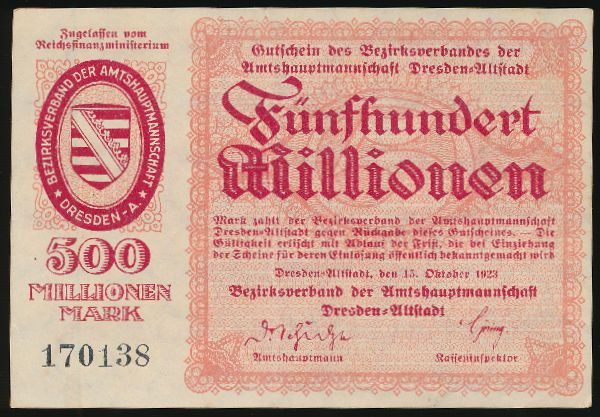 Дрезден., 500000000 марок (1923 г.)