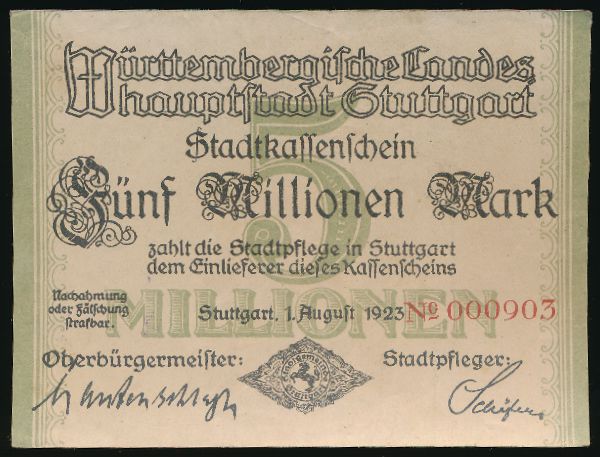Штутгарт., 5000000 марок (1923 г.)