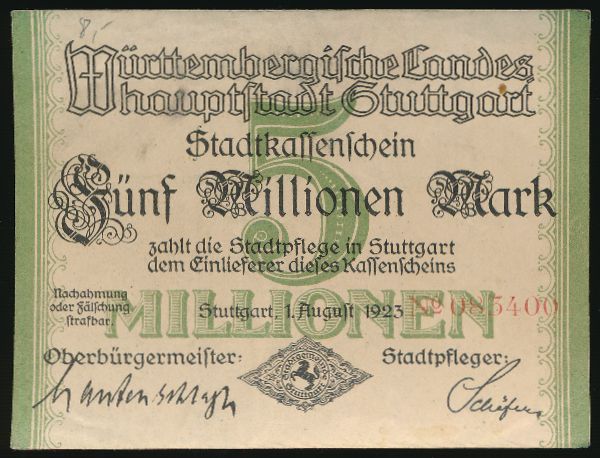 Штутгарт., 5000000 марок (1923 г.)