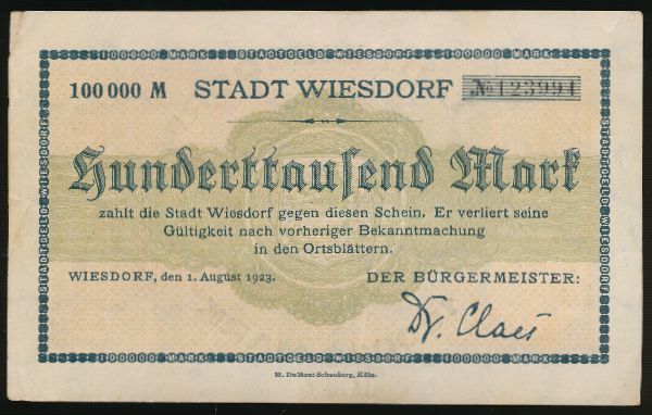 Висдорф., 100000 марок (1923 г.)