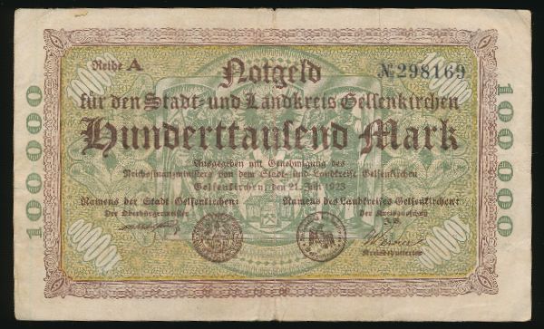 Гельзенкирхен., 100000 марок (1923 г.)