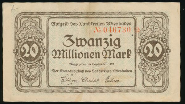 Висбаден., 20000000 марок (1923 г.)