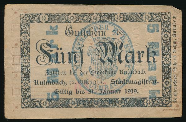 Кульмбах., 5 марок (1919 г.)