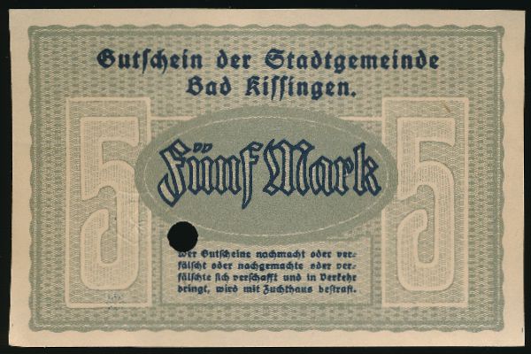 Киссинген., 5 марок (1918 г.)