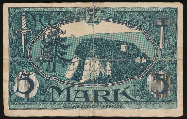 Циттау., 5 марок (1918 г.)