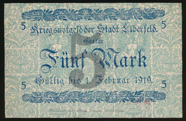 Эльберфельд., 5 марок (1918 г.)