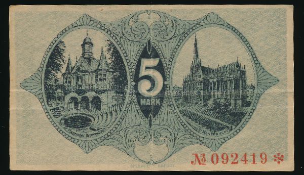 Мюльхаузен., 5 марок (1918 г.)