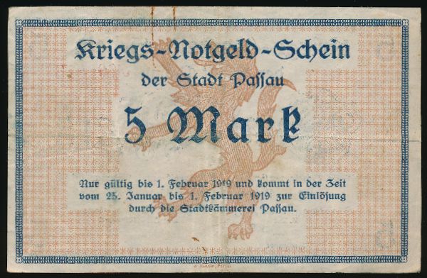 Пассау., 5 марок (1919 г.)