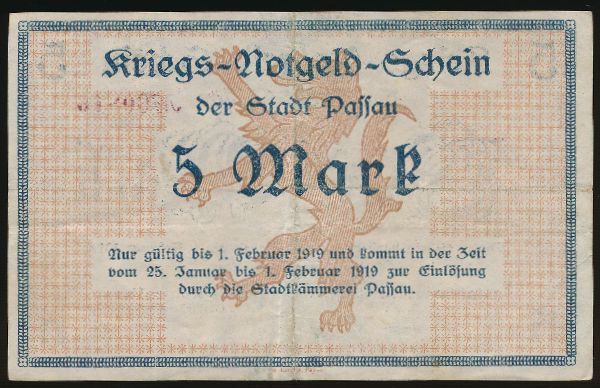 Пассау., 5 марок (1919 г.)
