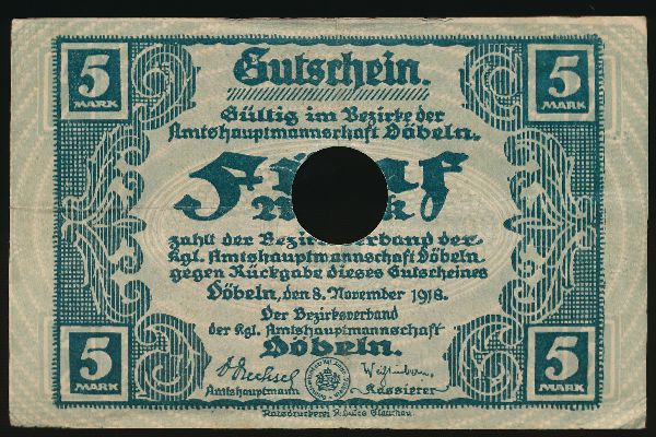 Дёбельн., 5 марок (1918 г.)