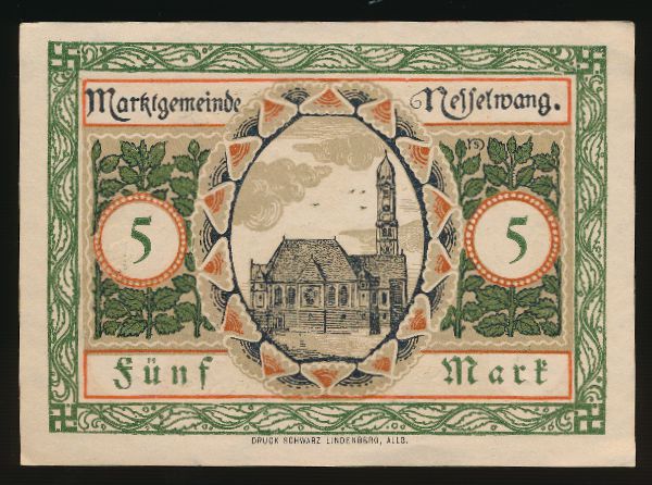 Линденберг-им-Алльгой., 5 марок (1918 г.)