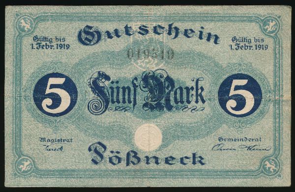 Пёснек., 5 марок (1919 г.)