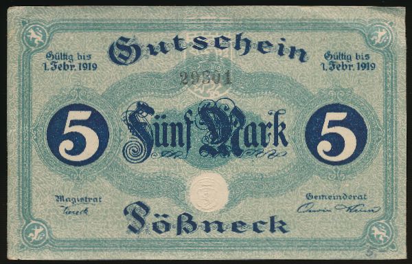 Пёснек., 5 марок (1919 г.)