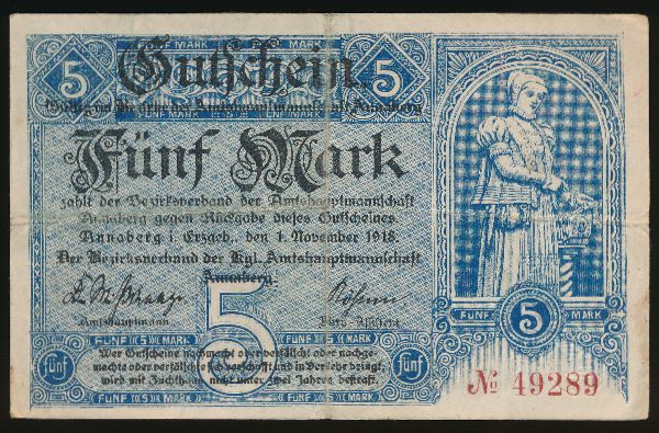 Аннаберг-Буххольц., 5 марок (1918 г.)