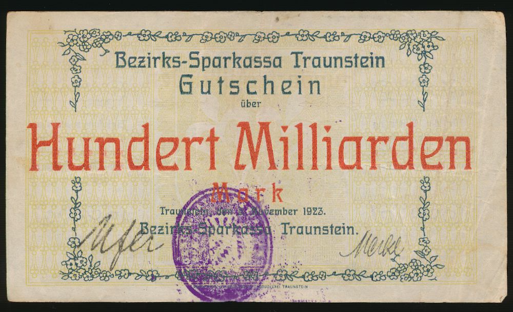 Траунштайн., 100000000000 марок (1923 г.)