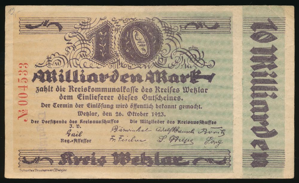 Вецлар., 10000000000 марок (1923 г.)