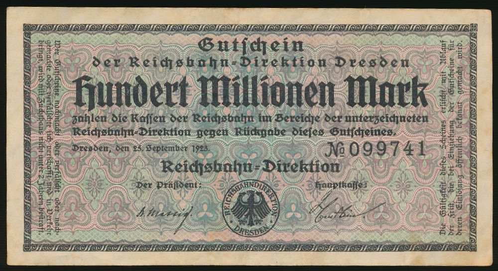 Дрезден., 100000000 марок (1923 г.)