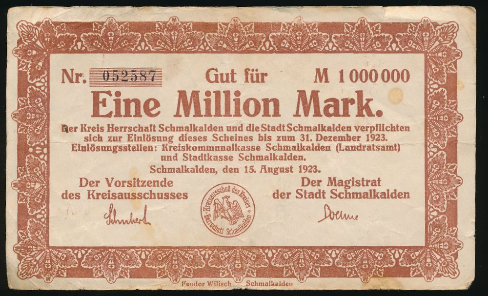 Шмалькальден., 1000000 марок (1923 г.)