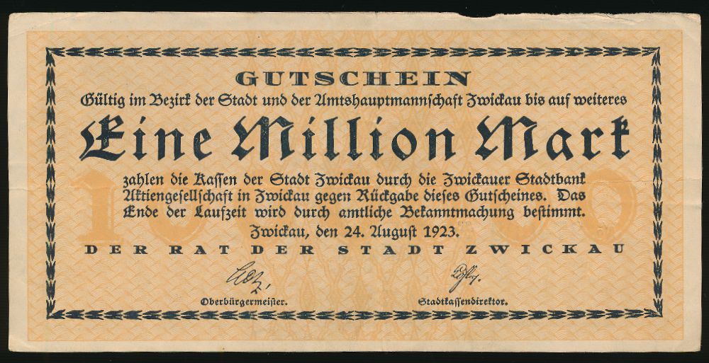 Цвиккау., 1000000 марок (1923 г.)