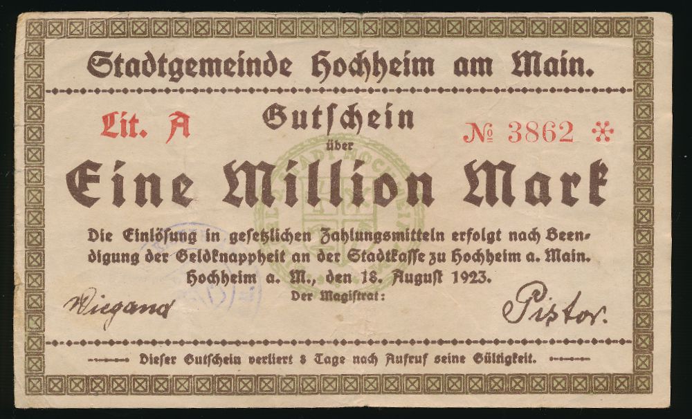 Хоххайм-ам-Майн., 1000000 марок (1923 г.)