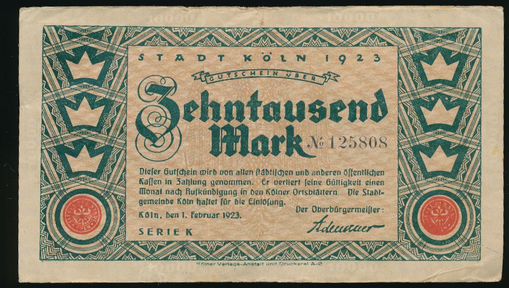 Кёльн., 10000 марок (1923 г.)