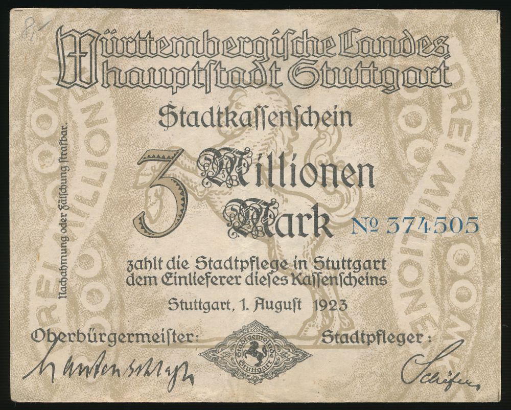 Штутгарт., 3000000 марок (1923 г.)