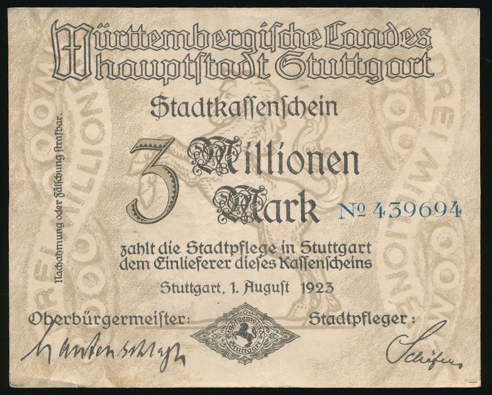 Штутгарт., 3000000 марок (1923 г.)
