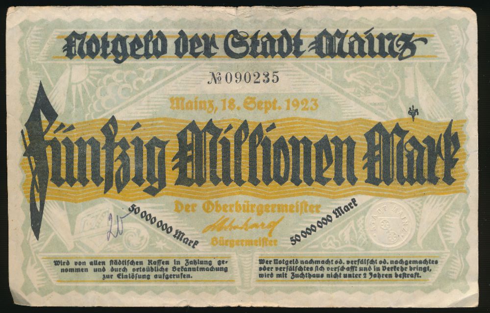 Майнц., 50000000 марок (1923 г.)