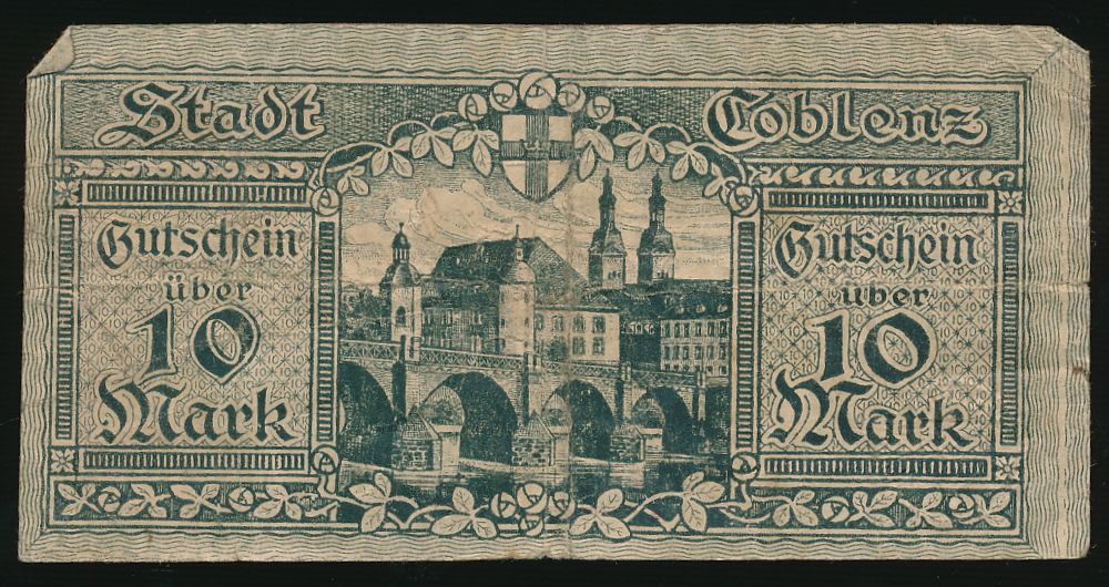 Кобленц., 10 марок (1918 г.)
