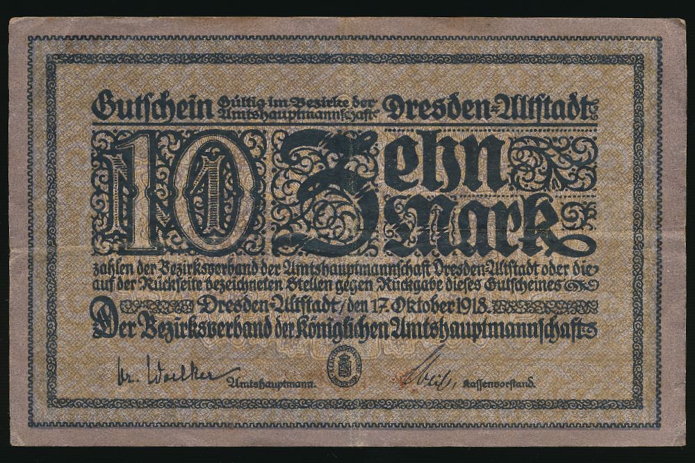 Дрезден., 10 марок (1918 г.)