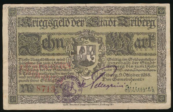 Триберг-им-Шварцвальд., 10 марок (1918 г.)